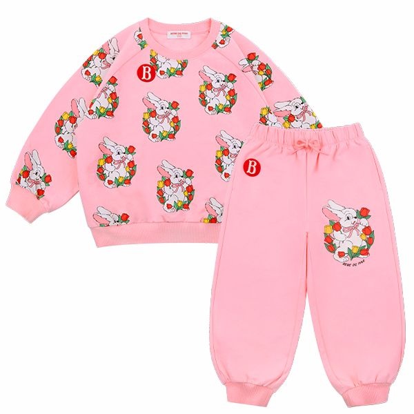 베베드피노 키즈 블루밍 래빗 올 오버 라운지웨어 세트_BP61OS401_이미지