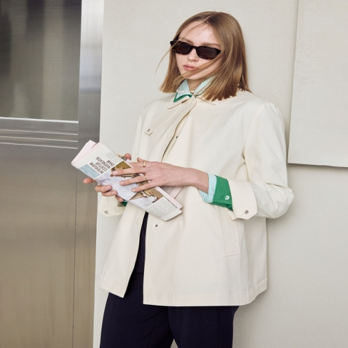 LF 헤지스레이디스 여성 HSCO5BP11IV 아이보리 단색 면혼방 하프코트