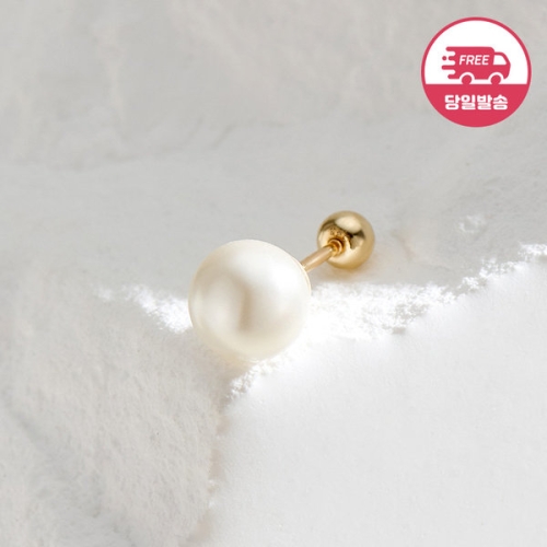 비앤비골드 14K 심플 베이직 진주 피어싱 6mm 한쪽 JAE40457_이미지