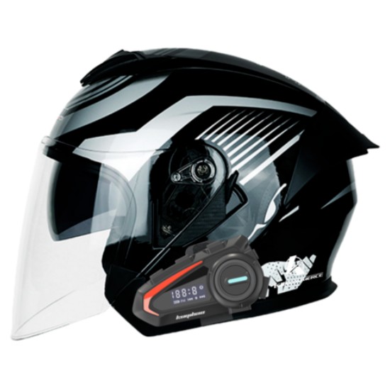 킥커머스 오픈페이스 블루투스 고릴라블랙 오토바이 헬멧