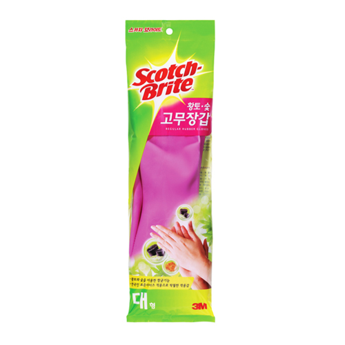 3M 스카치브라이트 황토숯 고무장갑 (대) (3켤레)_이미지