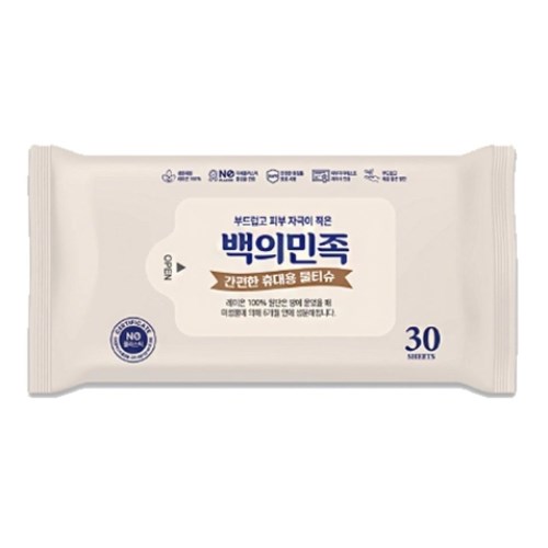 유한그린텍 백의민족 물티슈 리필형 30매 (9팩)