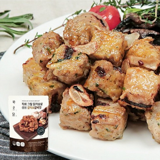 메디쿼터스 바르닭 직화 그릴 닭가슴살 큐브 갈릭&갈비맛 100g (4개)_이미지