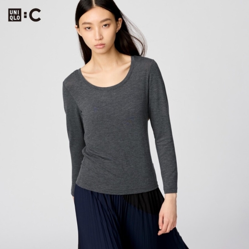 C 여성 극난 히트텍 캐시미어 블렌드 티셔츠 4컬러 480342