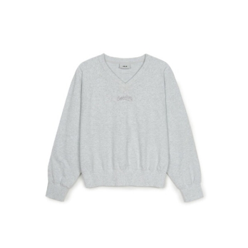 MLB 긴팔티 JQT 3FMTB1251-45MGL 여성 베이직 브이넥 세미크롭 맨투맨