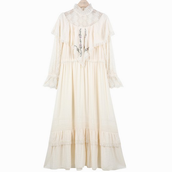 써스데이아일랜드 케이프 장식의 맥시 드레스 T184MBC236W_이미지