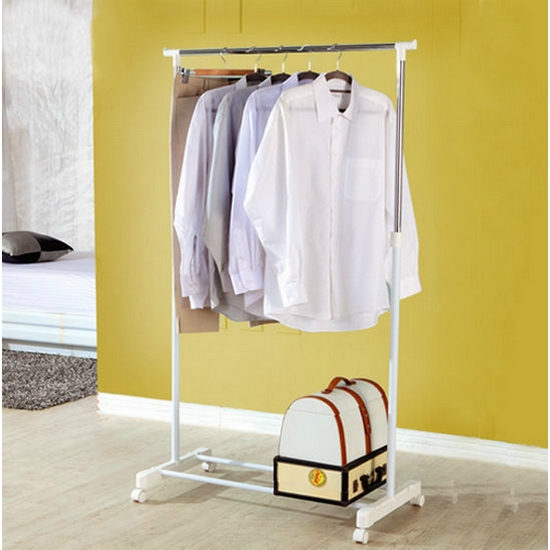 리벤스 화이트 싱글 이동식 1단 행거