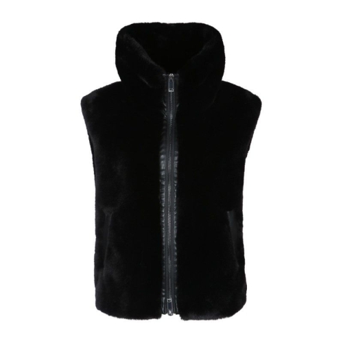 핀코 인조 퍼 스탠드 칼라 집업 베스트 105107A2WN Z99