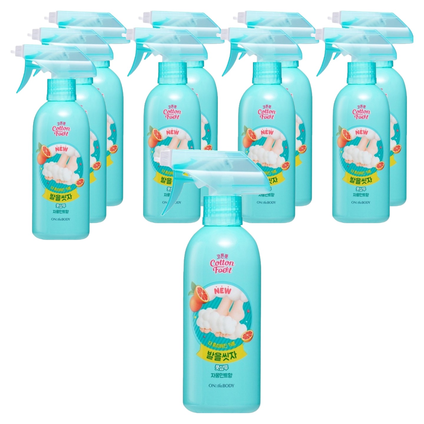 온더바디 코튼풋 발을 씻자 풋샴푸 자몽 민트향 385ml (10개)_이미지