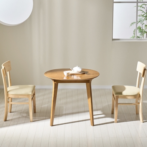 스코나 메이드 원목 타원 식탁 800 (의자2개)