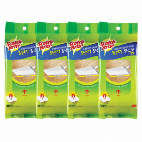 3M 스카치브라이트 재활용 정전기 청소포 대형 30매 (4개)_이미지
