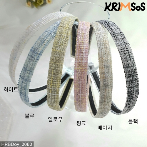 [불명] 크림소스 트위드 체크 얇은 헤어밴드 데일리 심플 머리띠 HRBDoy_0080_이미지