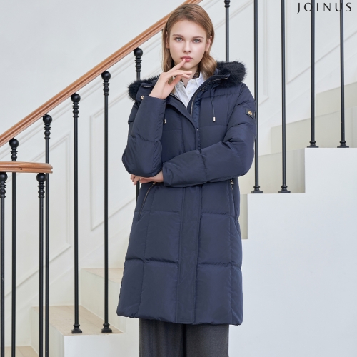 인디에프 조이너스 여성 퍼 트리밍 다운 패딩 J244B801A_이미지