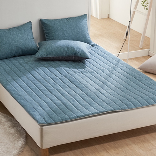 윤스홈 베이직 소프트터치 누빔 블루 온수매트 커버 (싱글, 100x200cm)_이미지