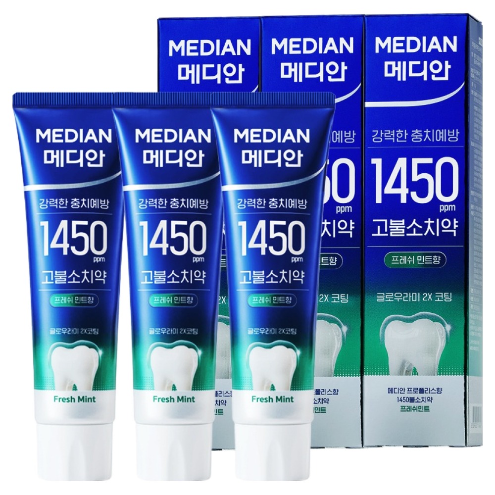 메디안 1450 고불소 치약 프레쉬 민트향 100g이미지입니다. 누르면 해당 게시물로 새창이동합니다.