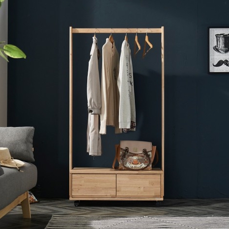 리안 참죽 원목 이동식 행거 800