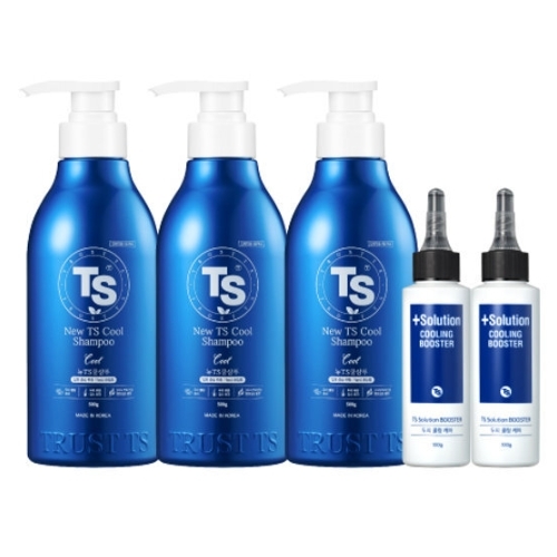 TS 뉴 TS 쿨샴푸 500g 3개+솔루션 스칼프 쿨링부스터 100g 2개 5종세트