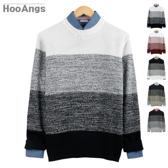 후앙스 삼색 슬라브 라운드넥 니트 EYSW1450