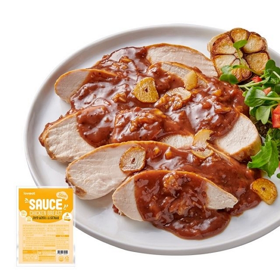 푸드나무 러브잇 슬라이스 소스 닭가슴살 갈릭 130g (100개)_이미지