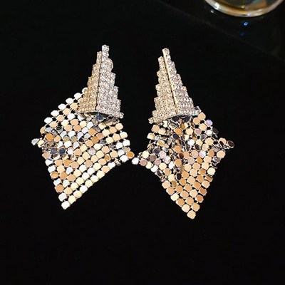 트윙클 럭셔리 화려한 샹들리에 빅 실버 귀걸이 연말 파티 결혼식 웨딩 하객 포인트 패션 드롭 귀고리 악세사리 실버 sacc596