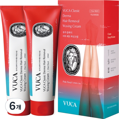 뷰카 클래식 더마 제모 왁싱크림 핑크 플로럴향 170ml (6개)_이미지