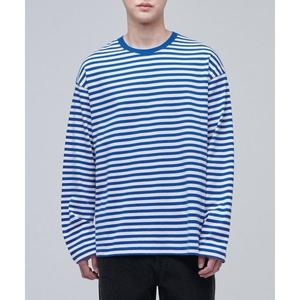 무신사 무신사 스탠다드 MUSINSA STANDARD 스트라이프 릴렉스드 크루 넥 긴팔 티셔츠 블루 MMBTL103-BL