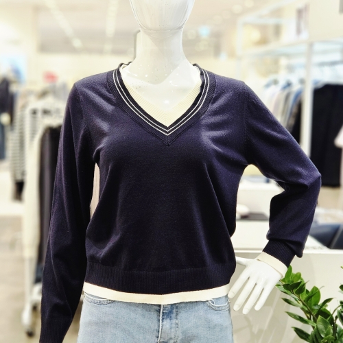 바바패션 더틸버리 브이넥 레이어드 풀오버 니트LTS2M1PO541