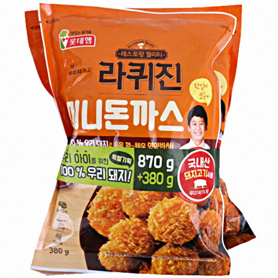 롯데웰푸드 라퀴진 미니돈까스 870g + 380g이미지입니다. 누르면 해당 게시물로 새창이동합니다.