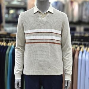 런던포그 세이브존04 블록레이어드헨리넥긴팔베이지 니트 LPFNA40522_이미지