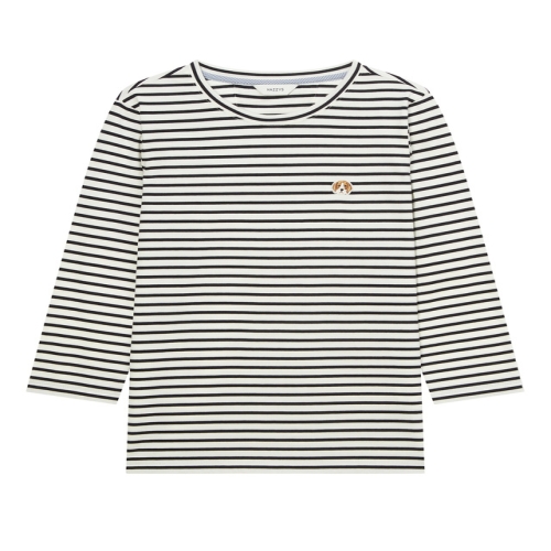 LF 헤지스 네이비 스트라이프 면 7부소매티셔츠 WSTS4B785N2