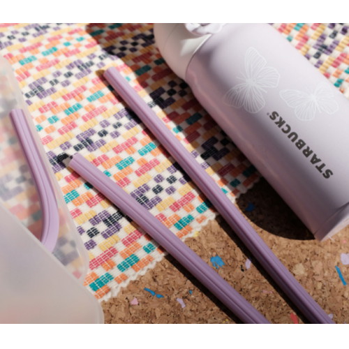 에이비라이프 개방형 실리콘 빨대 애쉬퍼플 [22cm]