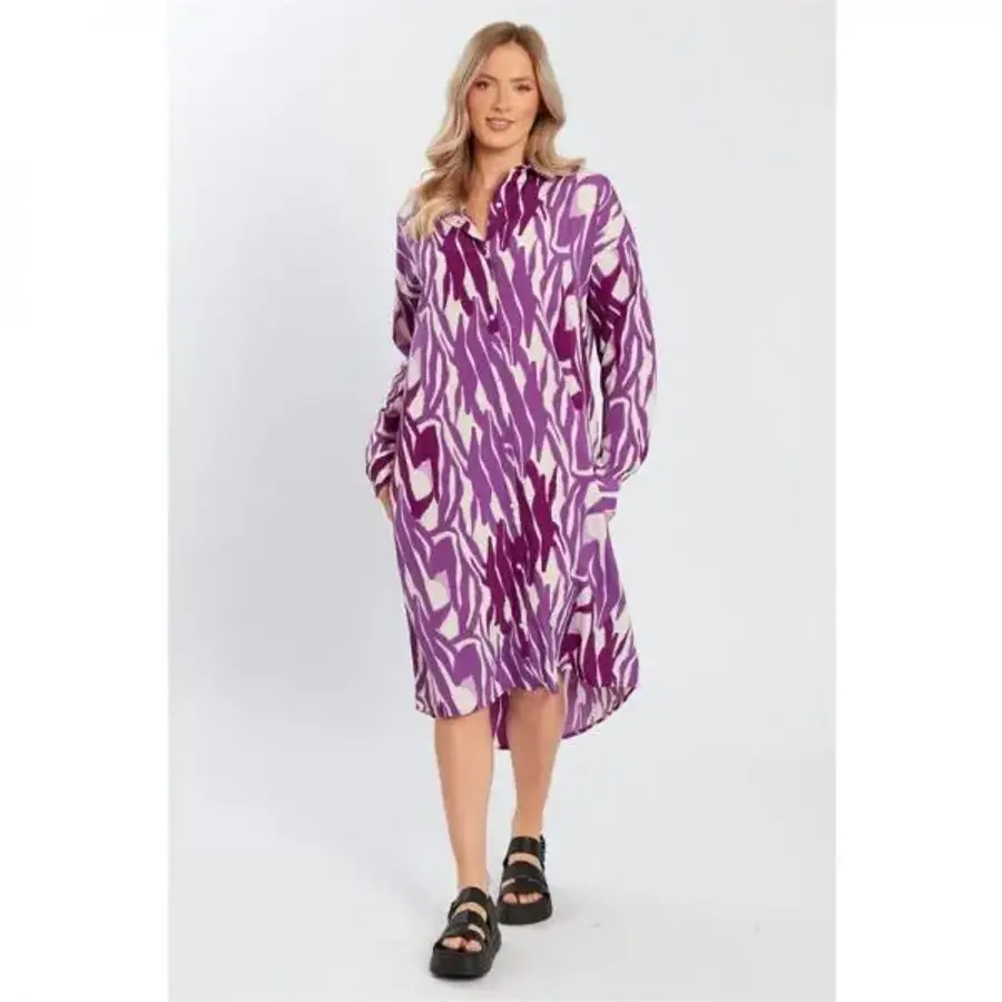 EnC Influ e 인플루언스 미디 셔츠 드레스 퍼플 7623198_이미지