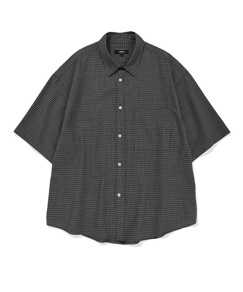 카네이테이 KANEITEI HERITAGE MINIMAL CROPPED CHECK HALF SHIRT CHARCOAL K26H-TOS-5