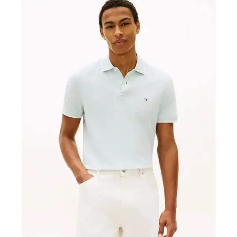 타미힐피거 맨즈 레귤러핏 팁드 린넨 폴로셔츠 카라티 셔츠 크러쉬드 민트 11297572