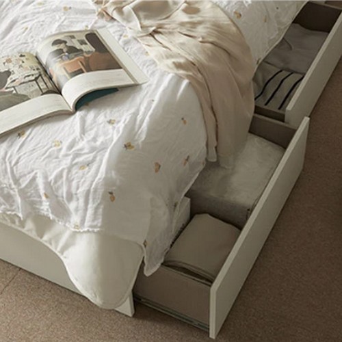 장인가구 로시 패브릭 템바보드 호텔식 수납형 침대 Q+협탁 (라텍폼스7존독립)_이미지