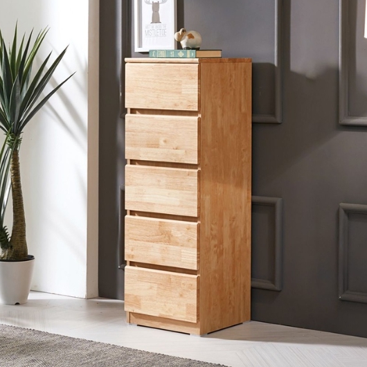 미르 고무나무원목 광폭 5단 서랍장 400