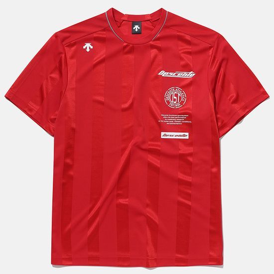 데상트 스포티 스트라이프 반팔 티셔츠 SP223UTS43