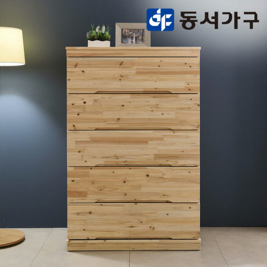 장인가구 푸름 원목 5단 서랍장 900_이미지
