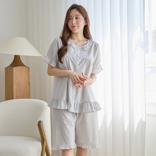 바풀 CA4V100-16 여성잠옷 순면 반팔 파자마 잠옷 상하_이미지