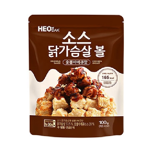 허닭  소스 닭가슴살볼 숯불바베큐맛 100g (30개)