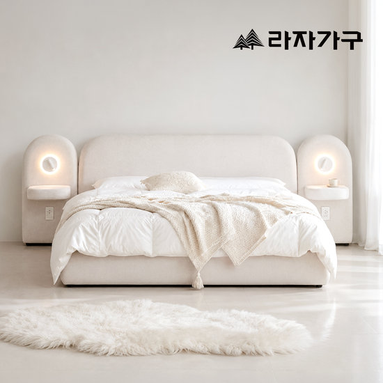 라자가구 세라 조야 패브릭 호텔 서랍 헤드형 수납 침대 LK+협탁2개 (필로우탑본넬)_이미지