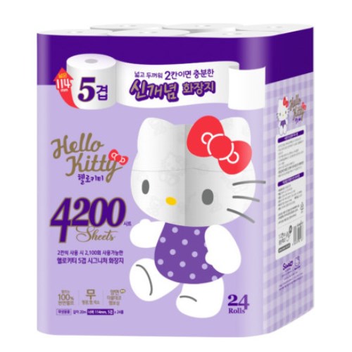 헬로키티 5겹 시그니처 화장지 20m (24롤) (4팩)_이미지
