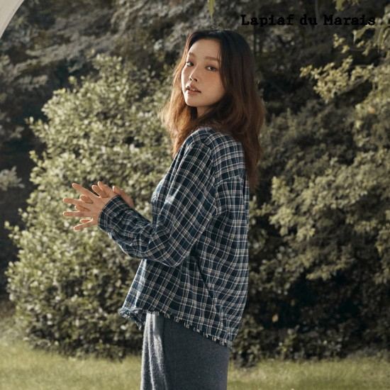 라삐아프 여성 26FW 프린지 멀티 체크 아우터 셔츠_이미지