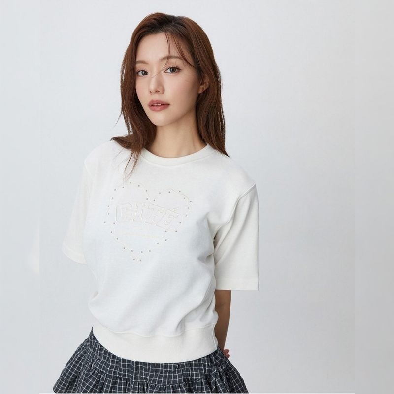 플라스틱아일랜드 스터드 자수 포인트 티셔츠 PR3CH862_이미지