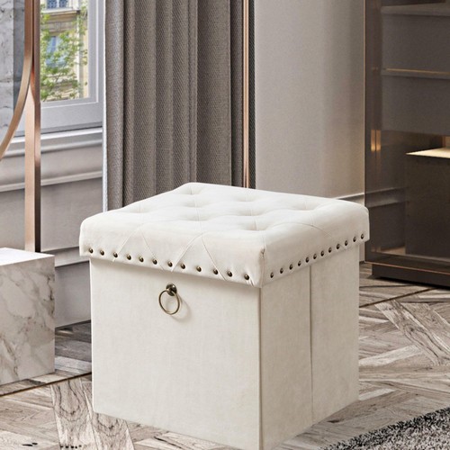 엘리나 벨벳 수납 스툴 대형