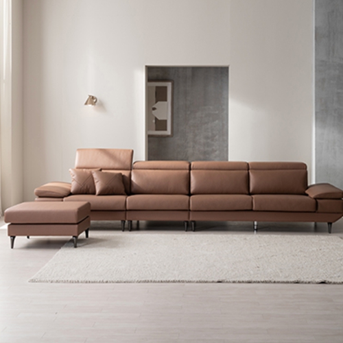 BIF보루네오 골드라벨 디에르 천연통가죽 소파 6인용 (스툴포함)_이미지