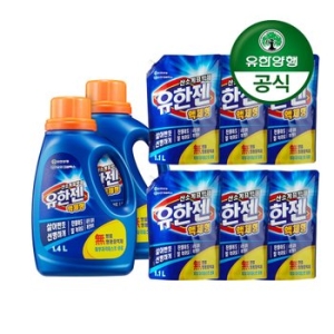 유한젠 산소계표백제 액체형 1.4L + 리필 1.1L (본품2개+리필6개)_이미지