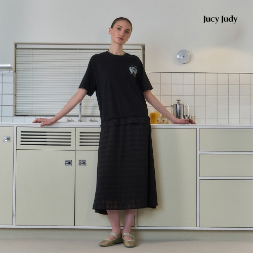 쥬시쥬디 소재믹스 루즈핏 원피스 JZOP32DB BLACK 085_이미지
