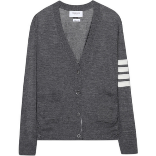 톰브라운 4바 스트라이프 릴랙스핏 서스테이너블 메리노 울 가디건 FKC334A Y1014 (035, 메드 그레이)_이미지