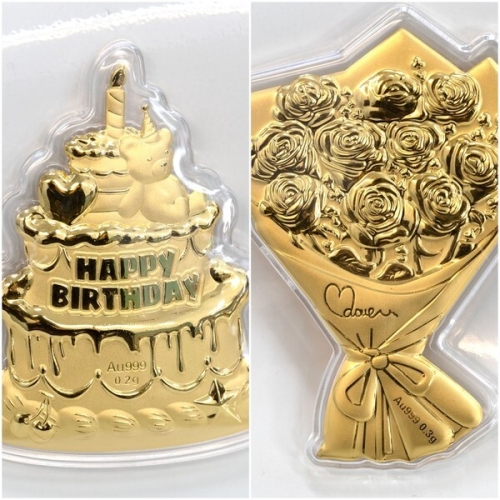 신쥬얼리 24K 순금 생일케익 꽃다발 0.2g0.3g 저중량 초경량 행운 가득 미니 선물 생일 기념일 강추